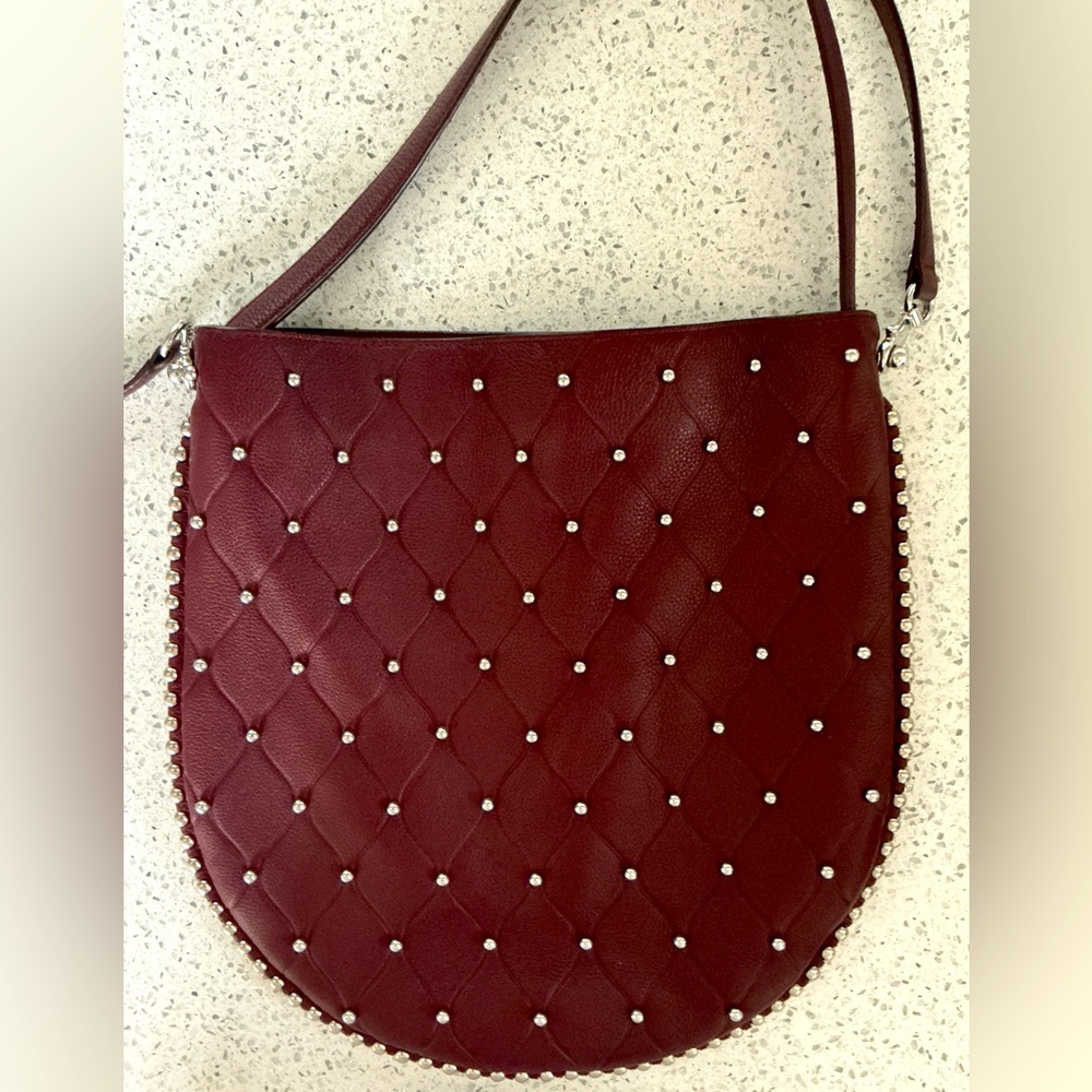 AlexanderWang Studded Burgundy Leather Messenger Shoulder/Crossbody Bag